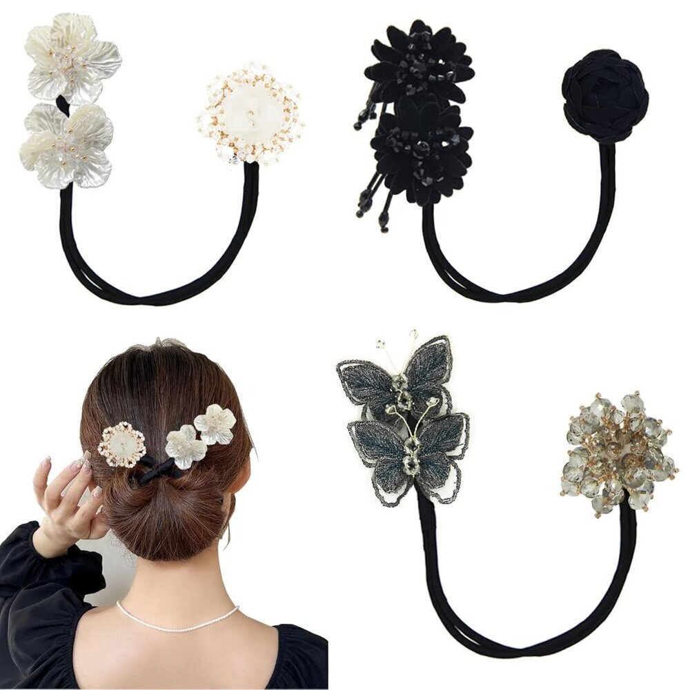 3 Pieces Hair Accessory Set Fabric Bun Makers Curler Clips for Women Girls